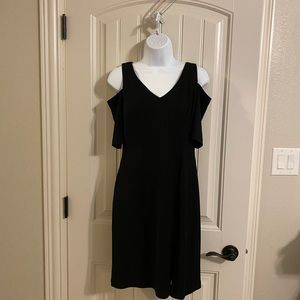 Black cold shoulder dress